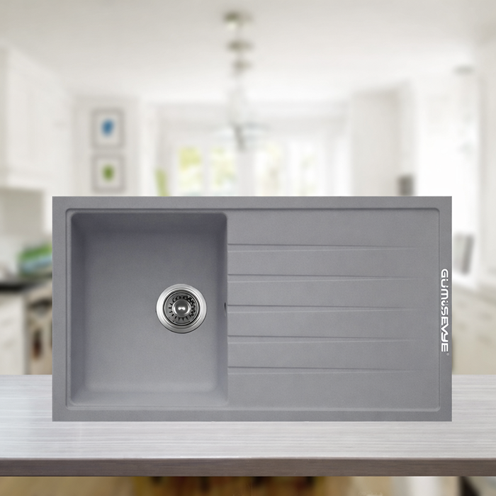 Gümüşevye Gri Tek Gözlü Granit Evye Ge86