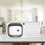 Domınoks Tunca 86 Tek Göz Desenli Tezgah Üstü Krom Evye