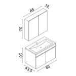 Rollin-Zirve 65 Cm + Lavabo Banyo Dolabı Takım (Antrasit) - Görsel 2